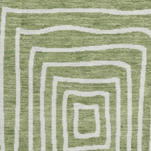 HomeRoots 8' Green and Ivory Geometric Round Rug – Washable, UV-Protected, Durable for High-Traffic Areas 678056