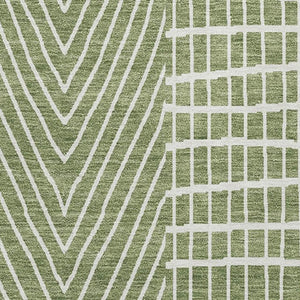 HomeRoots 8' X 10' Green & Ivory Geometric Washable Area Rug - Durable, Stain Resistant, UV Protected Design 678057