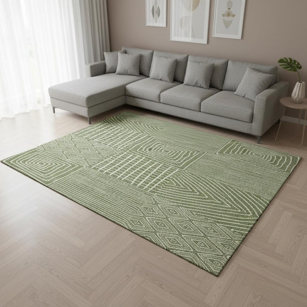 HomeRoots 9' X 12' Geometric Area Rug – Washable, Stain Resistant, UV Protected, Perfect for High-Traffic Spaces! 678058