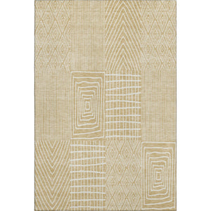 HomeRoots 5' X 8' Gold And Ivory Geometric Area Rug - Washable, UV-Protected, Stylish & Durable for Busy Homes 678061