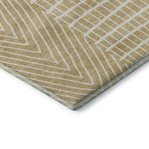 HomeRoots 5' X 8' Gold And Ivory Geometric Area Rug - Washable, UV-Protected, Stylish & Durable for Busy Homes 678061
