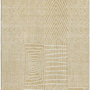 HomeRoots 5' X 8' Gold And Ivory Geometric Area Rug - Washable, UV-Protected, Stylish & Durable for Busy Homes 678061
