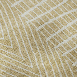 HomeRoots 8' Gold And Ivory Geometric Round Rug - Washable, UV-Protected, Stylish Design for Busy Homes 678062