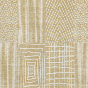 HomeRoots 8' X 10' Gold and Ivory Geometric Area Rug - Modern, Washable, Stain-Resistant with UV Protection! 678063