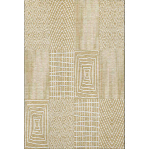 HomeRoots 9' X 12' Gold and Ivory Geometric Area Rug – Stain-Resistant, Washable, UV-Protected for High-Traffic Homes 678064