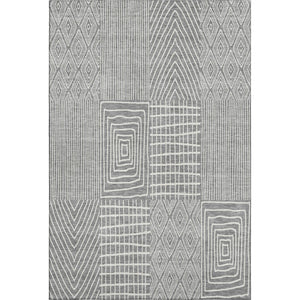 HomeRoots 8' X 10' Gray and Ivory Geometric Area Rug – Washable, UV-Protected, Stain-Resistant for Busy Homes 678069