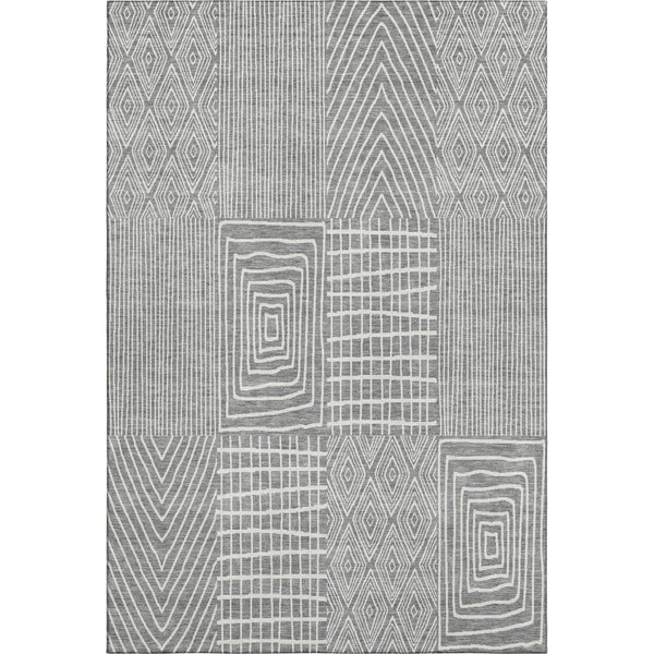 HomeRoots 8' X 10' Gray and Ivory Geometric Area Rug – Washable, UV-Protected, Stain-Resistant for Busy Homes 678069