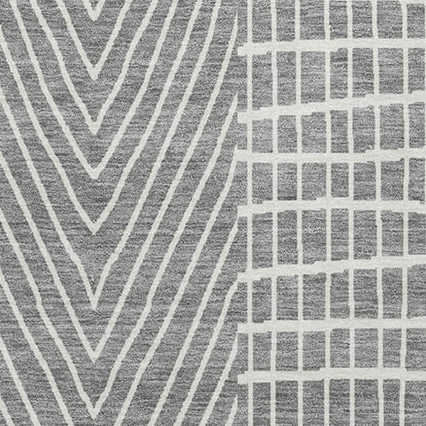 HomeRoots 8' X 10' Gray and Ivory Geometric Area Rug – Washable, UV-Protected, Stain-Resistant for Busy Homes 678069