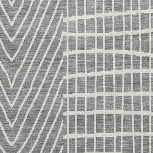 HomeRoots 9' X 12' Gray and Ivory Geometric Washable Area Rug with UV Protection for High-Traffic Spaces 678070