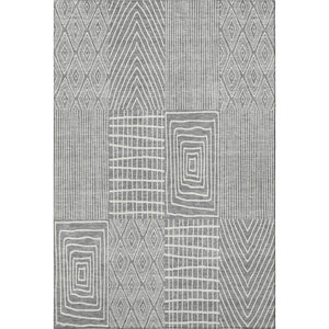 HomeRoots 10' Gray & Ivory Geometric Washable Area Rug - Stain Resistant, UV Protected for Busy Homes 678071
