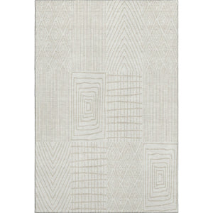HomeRoots 10' X 14' Ivory and Cream Geometric Area Rug - Stylish, UV-Protected, Washable & Stain-Resistant Design 678077