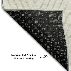 HomeRoots 10' X 14' Ivory and Cream Geometric Area Rug - Stylish, UV-Protected, Washable & Stain-Resistant Design 678077