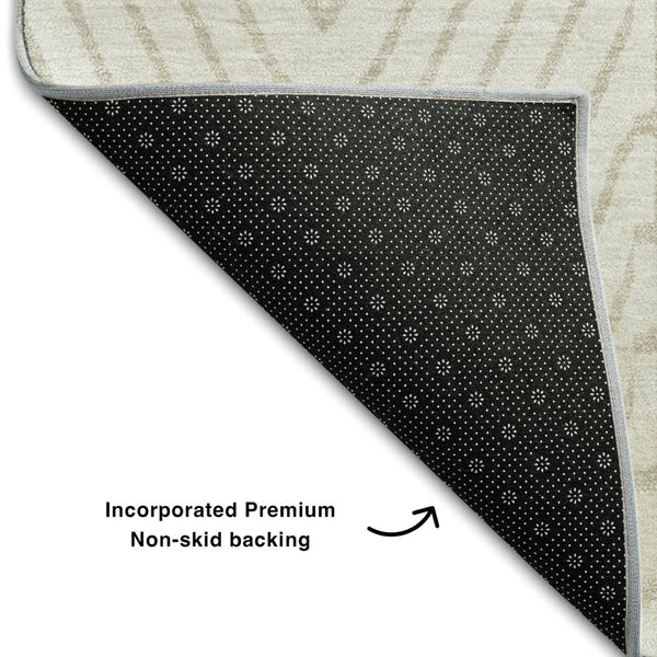 HomeRoots 10' X 14' Ivory and Cream Geometric Area Rug - Stylish, UV-Protected, Washable & Stain-Resistant Design 678077