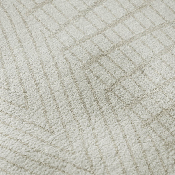 HomeRoots 10' X 14' Ivory and Cream Geometric Area Rug - Stylish, UV-Protected, Washable & Stain-Resistant Design 678077