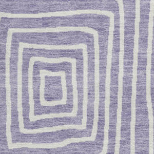 HomeRoots 8' Stylish Lavender & Ivory Geometric Round Rug - Washable, UV-Protected, Stain-Resistant Design 678080