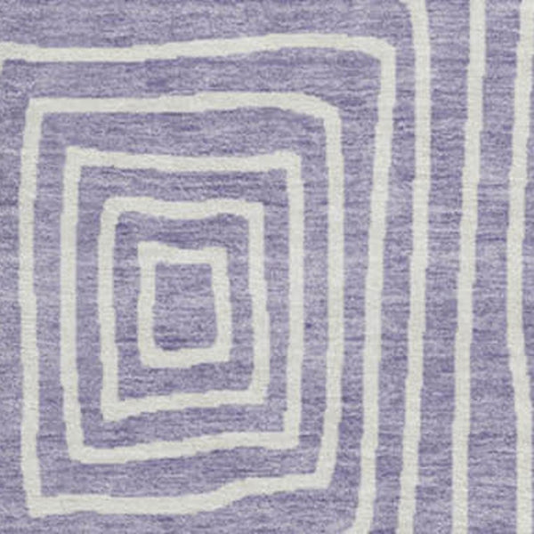 HomeRoots 8' Stylish Lavender & Ivory Geometric Round Rug - Washable, UV-Protected, Stain-Resistant Design 678080
