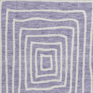 HomeRoots 8' Stylish Lavender & Ivory Geometric Round Rug - Washable, UV-Protected, Stain-Resistant Design 678080