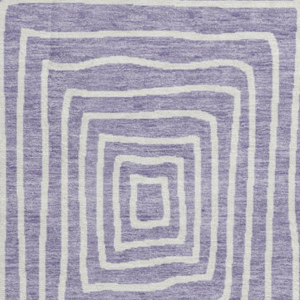 HomeRoots 8' Stylish Lavender & Ivory Geometric Round Rug - Washable, UV-Protected, Stain-Resistant Design 678080