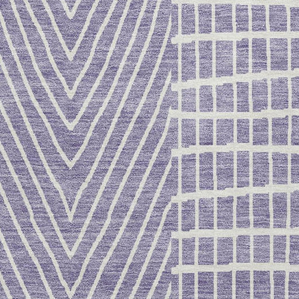 HomeRoots 8' X 10' Stylish Lavender and Ivory Geometric Area Rug – Washable, UV Protected, Family-Friendly Design 678081