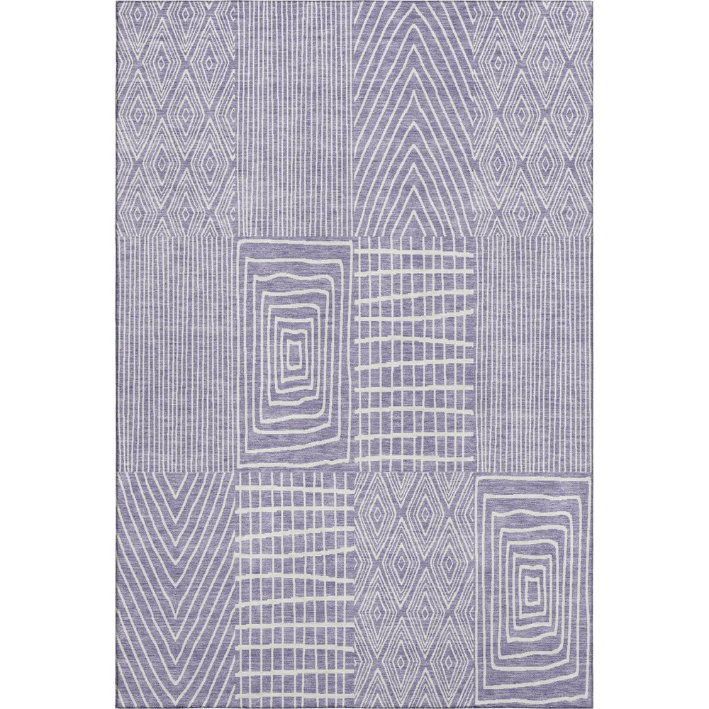 HomeRoots 9' X 12' Stylish Lavender & Ivory Geometric Area Rug – Washable, UV Protected, Perfect for Homes! 678082