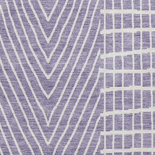 HomeRoots 9' X 12' Stylish Lavender & Ivory Geometric Area Rug – Washable, UV Protected, Perfect for Homes! 678082