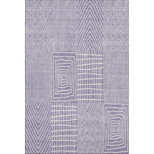 HomeRoots 10' Geometric Washable Area Rug in Lavender & Ivory - UV Protected, Stain Resistant, Modern Style 678083