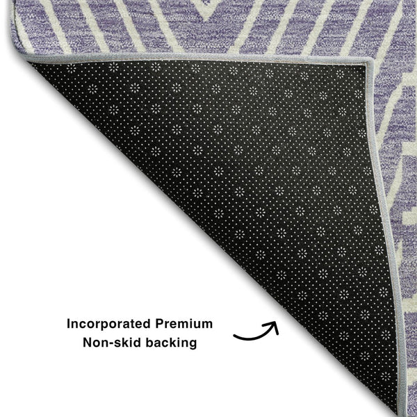 HomeRoots 10' Geometric Washable Area Rug in Lavender & Ivory - UV Protected, Stain Resistant, Modern Style 678083