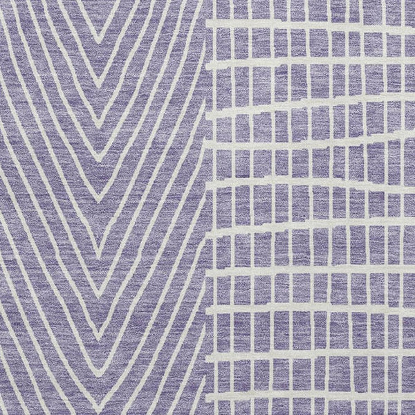 HomeRoots 10' Geometric Washable Area Rug in Lavender & Ivory - UV Protected, Stain Resistant, Modern Style 678083