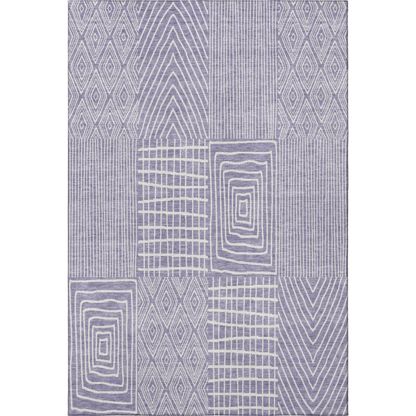 HomeRoots 10' Geometric Washable Area Rug in Lavender & Ivory - UV Protected, Stain Resistant, Modern Style 678083