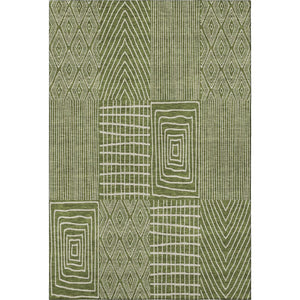 HomeRoots 9' X 12' Olive Green & Ivory Geometric Area Rug – Washable, UV-Protected, Stylish & Durable Design 678094