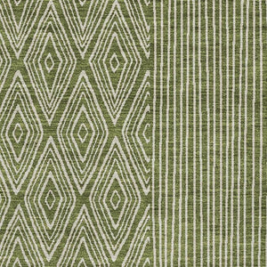 HomeRoots 10' X 14' Olive Green & Ivory Geometric Washable Area Rug - Durable, UV-Protected & Stylish Design 678095