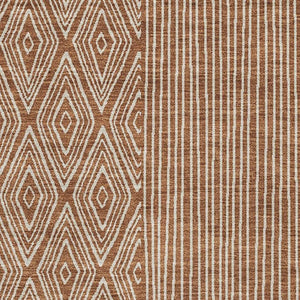 HomeRoots 5' X 8' Stylish Rust and Ivory Geometric Washable Area Rug with UV Protection for Modern Homes 678097