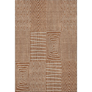 HomeRoots 8' X 10' Rust and Ivory Geometric Washable Area Rug – Durable, Stylish, UV Protected for Everyday Living 678099