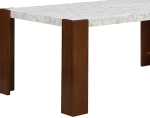 English Elm Hettie Contemporary Dining Table with Engineered Marble Stone Top, Walnut Legs, Durable 100lbs Capacity B2726P277292