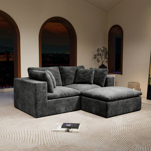 English Elm 78.8*68.9"Modular plush corduroy sectional sofa - No assembly, reversible chaise, space-saving grey comfort W3819S00077