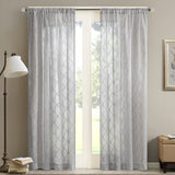 Madison Park Irina Transitional Diamond Sheer Window Curtain Panel MP40-1066 Grey