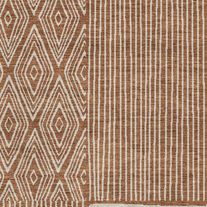 HomeRoots 9' X 12' Stylish Rust and Ivory Geometric Area Rug – Washable, UV Protected, Perfect for Family Homes 678100