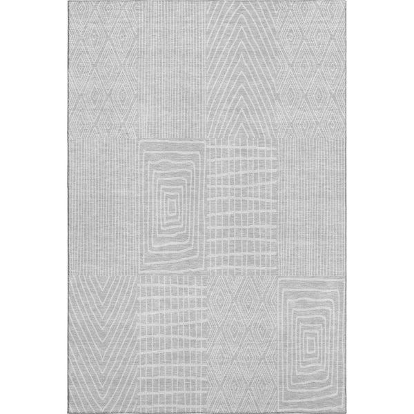HomeRoots 8' X 10' Silver & Ivory Geometric Area Rug – Washable, UV-Protected, Stain-Resistant for Busy Homes 678105