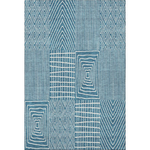 HomeRoots 5' X 8' Stylish Teal and Ivory Geometric Washable Area Rug with UV Protection for Everyday Living 678109