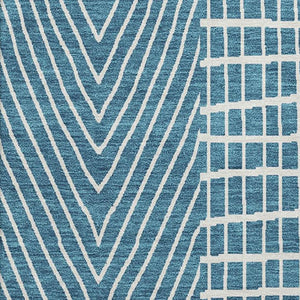 HomeRoots 8' X 10' Teal and Ivory Geometric Area Rug - Durable, Stain-Resistant, UV Protected for Homes 678111