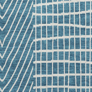 HomeRoots 9' X 12' Teal and Ivory Geometric Area Rug - Stylish, Durable, Washable with UV Protection for Any Space 678112