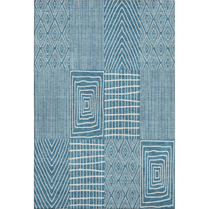 HomeRoots 10' X 14' Teal and Ivory Geometric Area Rug – Durable, Washable, UV-Protected for Modern Spaces 678113