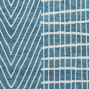 HomeRoots 10' X 14' Teal and Ivory Geometric Area Rug – Durable, Washable, UV-Protected for Modern Spaces 678113