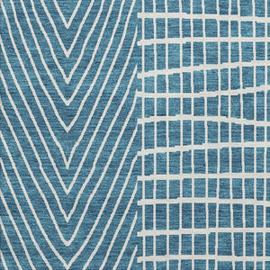 HomeRoots 10' X 14' Teal and Ivory Geometric Area Rug – Durable, Washable, UV-Protected for Modern Spaces 678113