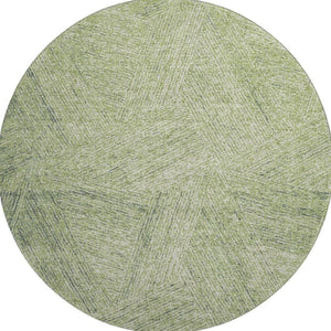 HomeRoots 8' Artichoke Green & Beige Abstract Round Rug - Washable, UV Protected, Durable for High-Traffic Areas 678116