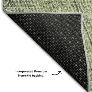 HomeRoots 10' X 14' Washable Artichoke Green & Beige Abstract Area Rug – UV Protected, Durable & Stylish Design 678119
