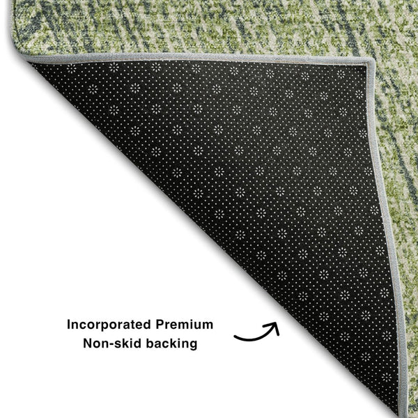 HomeRoots 10' X 14' Washable Artichoke Green & Beige Abstract Area Rug – UV Protected, Durable & Stylish Design 678119
