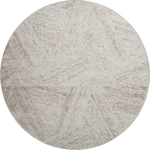 HomeRoots 8' Beige and Brown Abstract Washable Round Rug - Stylish, Durable, UV-Protected for Indoors & Outdoors 678122