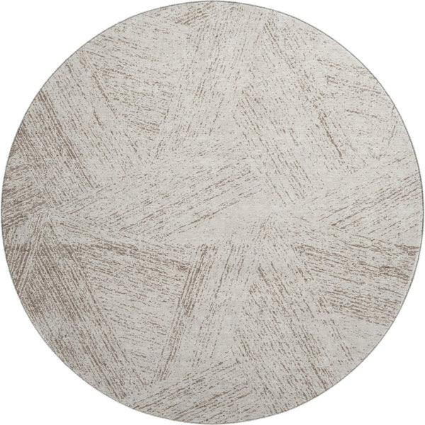 HomeRoots 8' Beige and Brown Abstract Washable Round Rug - Stylish, Durable, UV-Protected for Indoors & Outdoors 678122