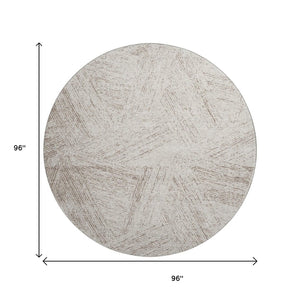 HomeRoots 8' Beige and Brown Abstract Washable Round Rug - Stylish, Durable, UV-Protected for Indoors & Outdoors 678122